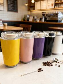 1 pieza Taza de café con aislamiento al vacío de acero inoxidable, aislamiento térmico a prueba de fugas y de larga duración para leche, café, té, jugo, adecuado para regalos de vacaciones y de negocios, regalos para el hogar, taza para exteriores de todas las estaciones, oficina y escuela, taza creativa de unicolor - Multicolor - Ver 2