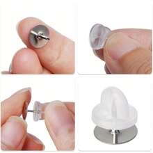 50/100个黑色和透明PVC橡胶别针背扣 - 蝴蝶扣领带夹翻领固定器，带安全扣帽