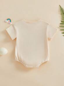 Mono de verano para bebés varones, manga corta, cuello redondo, bordado de golf, mono sencillo, ropa de uso diario informal, ideal para 0 a 12 meses - Albaricoque - Ver 7