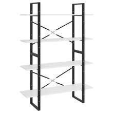 Libreria vidaXL a 4 livelli, bianca, 100x30x140 cm, in legno ingegnerizzato - Bianco - Visualizzare 5