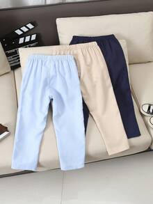 Bộ 3 chiếc quần dài thường ngày màu trơn có dây rút cho bé trai. - Nhiều màu - Xem 2