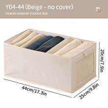 1 pieza Caja de almacenamiento de calcetines con estilo de cajón, caja organizadora rectangular de lino simple con compartimentos, caja de almacenamiento plegable para el hogar para calcetines y accesorios - Blanco - Ver 17