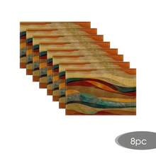 2/4/6/8件装几何图案亚麻餐垫，长方形编织日常厨房餐桌垫，适用于餐厅、派对、家居装饰