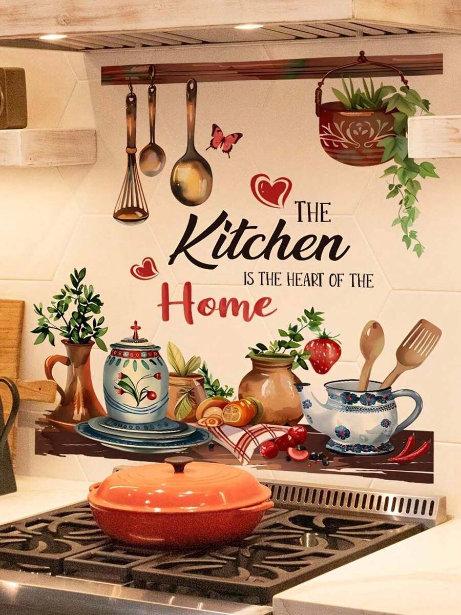 1pc Kitchen English Text Wall Sticker, Home Decor Wall Decal For Restaurant, Kitchen - Multicolor - View 1