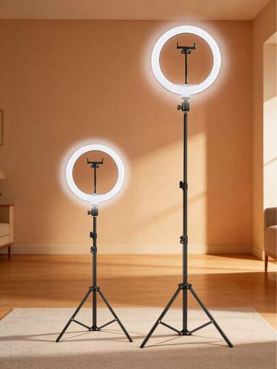 Chân máy 63 inch, đèn LED vòng 12 inch - Đèn mềm cấp nguồn USB, lý tưởng cho chụp ảnh trong nhà, quay vlog trang điểm và phát trực tiếp - Thuận tiện cho trang điểm ngoài trời, phụ kiện chụp ảnh, thiết kế thời trang, đèn LED chất lượng cao, đèn trang điểm di động