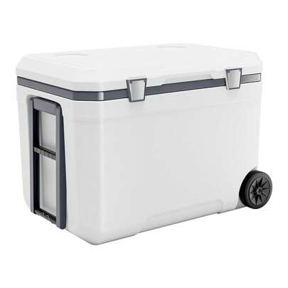 Enfriador portátil, Enfriador de ruedas 45 QT con retención de hielo, Manijas pesadas y soporte de taza, Enfriador portátil aislado de material rígido ligero, Adecuado para picnics familiares y viajes largos