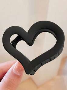 4pcs Girl's Medium Black, White, Brown Heart-Shaped Lightweight Plastic Hair Clips, Fashion Versatile, High-End Elegant Minimalist Solid Color Hair Claws, Suitable For Daily Outing, Casual, Party, Commute, Vacation, Face Washing, Makeup, Outfit Matching Summer Hair Jaw Clip Hair Clamps Hair Clutch Hair Catcher Clip, School Stuff, College Fall Winter Claw Clip Hair Accessories For Girl - Multicolor - View 9