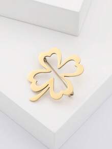 奢华不锈钢四叶草胸针 - 植物造型别针，适合女性休闲派对佩戴，亦可作为珠宝配饰或朋友礼物/徽章装饰 - 四葉草 - 查看 6