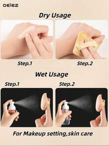 OEIEZ 2个装美妆海绵粉扑，大号，快速打造无瑕妆容，遮瑕海绵适用于液体和膏状粉底液。 - 彩色 - 查看 7