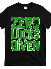 "Zero Luck" T-Shirt For St. Patrick's Day_zlgs392-At_black_product_image Men's Quick-Drying Sports T-Shirt, Casual Short Sleeve, Ideal For Gym Training, Running, Outdoor Fitness And Streetwear Style - 黑色 - 查看 1