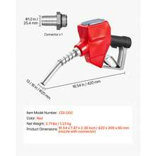 1 Inch Barb Digital Fuel Nozzle With Swivel Max Flow Rate 12.6 GPM Auto Shut Off Gas Pump Nozzle With 3/16 In (OD=20 Mm) Spout & Digital Display Used For Gasoline Kerosene Red - 1 Inch 12.6 GPM - View 7