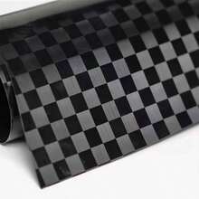 1pc Black Forged Carbon Fiber Sticker, Car Square Forged Carbon Fiber Decal Film - One Size Fits All - View 3