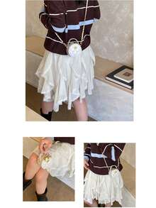 Ví đựng tiền xu mini chần bông, ví đeo chéo dễ thương đựng tiền xu và chìa khóa, phụ kiện thời trang đa năng. - Bánh kem tròn thêu - Xem 10