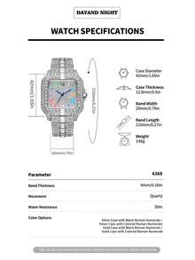 DAYAND NIGHT 时尚奢华钻石腕表，优雅玫瑰金石英表，男女皆宜，百搭正装表，商务休闲皆宜。情人节、周年纪念日或生日的完美礼物。镶钻莫桑石罗马数字腕表 - 彩色 - 查看 6