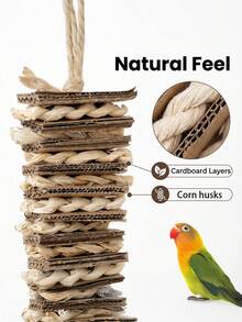 Natural Chewable Bird Toys Suitable For Parrots, Lovebirds And Small Pet Birds, Hanging Cardboard And Rope Shredding Toys For Beak Trimming And Stress Relief - Multicolor - View 5