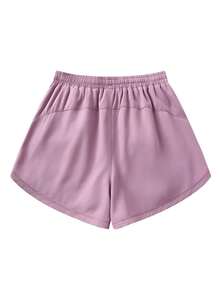 Bộ 2 quần short thể thao nữ (2 trong 1) | Chất liệu polyester và spandex nhanh khô | Thoáng khí, nhẹ | Dây rút điều chỉnh ở eo | Phù hợp cho tập luyện và mặc thường ngày | Có thể giặt máy | Trang phục thoải mái nhiều mùa, năng động | Quần short thiết kế tiện dụng | Quần short thoải mái có thể điều chỉnh | Quần tập gym, yoga, chạy bộ màu hồng - Hồng - Xem 3