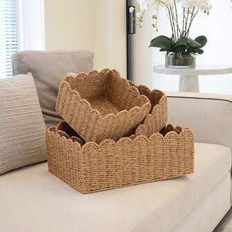 1 Bohemian Style Woven Storage Basket - Versatile Storage Box, Large Capacity Storage Basket, Suitable For Home, Kitchen, Bathroom, Bedroom, Office, Suitable For And Drawers. It Is A Great Choice For Halloween And Christmas Decorations.