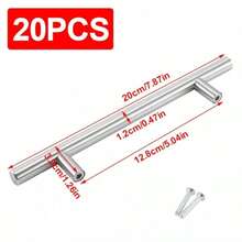 20pcs Kitchen Cupboard Cabinet T-Bar Door Handle Brushed Stainless Steel Silvery, Cabinet Hardware, Furniture Handles, Modern Cabinet Pulls, Minimalist Handles, Highquality Metal, Durable Hardware, Tshaped Handles, Draw Knob Bar Furniture Door Kit, Drawers - Cabinet Door Hardware - 20 PCS - View 7