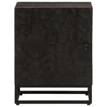 vidaXL Mesa de cabecera negra 40x30x50 cm madera maciza manguier et fer - Negro - Ver 3