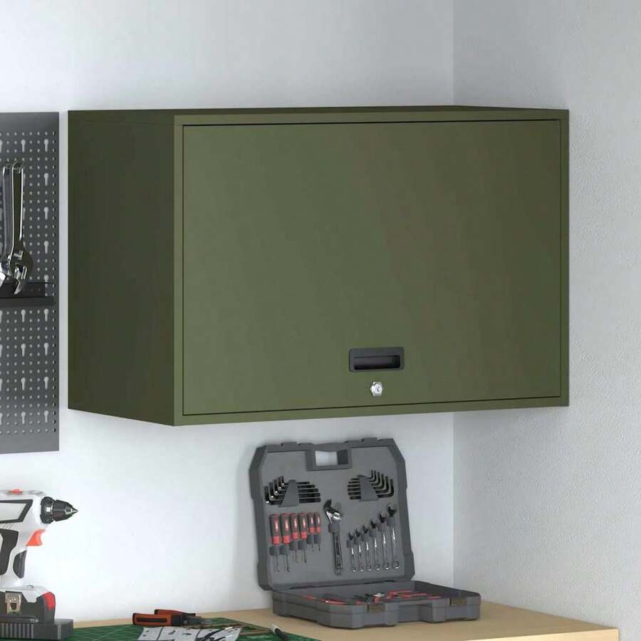 vidaXL Armoire murale pour garage Vert olive 80 x 40 x 53 cm - Vert olive - Voir 1