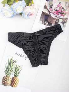 3 Pieces Of Men's Triangle Underwear, Sexy Smooth Silk Triangle Underwear, With Pleated Bow Decoration On The Back, Suitable For Daily Use In All Seasons And Special Periods - Đen + Xanh dương + Đỏ hồng - Xem 3