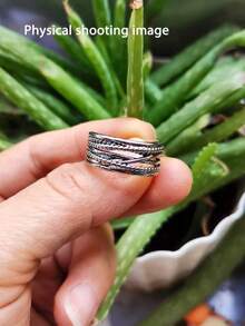 RMNL 1pc Vintage Royal Style Thumb Knitted Multi-Layer Open Ring Thick Adjustable Rugged Bohemian Elegant Women's Jewelry Gift For Her All Seasons - Multicolor - View 5