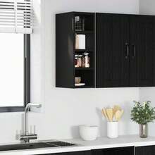 vidaXL Wandschrank mit Ablage, Schwarzeiche, 20 x 29,5 x 60 cm - Schwarz - Übersicht 1