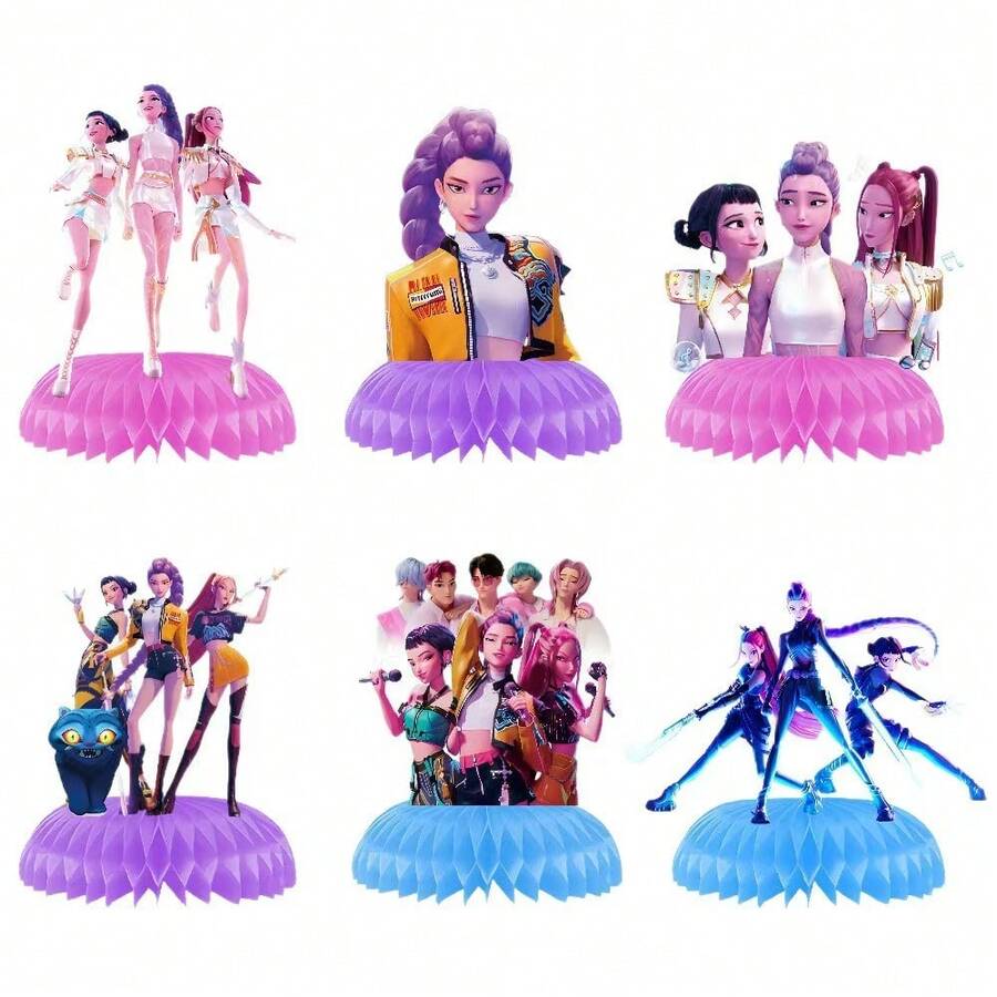 Witcher Theme Melody Coral Stone Decor Center Piece, Cartoon Character Dining Table Decor, Suitable For Girls' Birthday Party Decor, Witcher Cartoon Coral Stone Dining Table Decor, Birthday Party Dining Table Decor