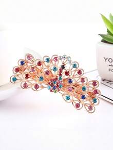 1pc Fashionable New Hair Clip, Exquisite Feather & Rhinestone Decorated Hair Clip, Hair Accessory, European & American Style, Hair Accessories For Women, Head Accessories, Claw Clips, Hair Slide - Multicolor - View 6