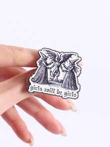 1 Pc Ironic Witch Theme Enamel Pin Retro Witchcraft Scene With Lighthearted Pop Phrase Contrast Design Wearable On Backpack Clothing Perfect For Meme Culture And Dark Aesthetic Enthusiasts
