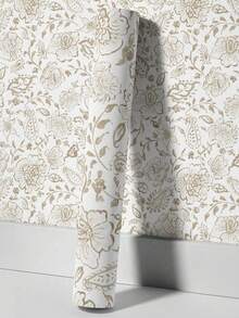 1卷波西米亚水彩佩斯利花卉图案可移除自粘壁纸，雅各宾风格图案，海军蓝底蓝白花卉，儿童房自粘壁纸，11.8/15.7/17.7英寸 x 6.5/9.8/16.4英尺，翻新自粘墙板，壁纸装饰，春季家居焕新元素，Rama装饰贴纸，生日和毕业礼物，节日家居装饰，开斋节，情人节背景装饰 - 彩色 - 查看 1