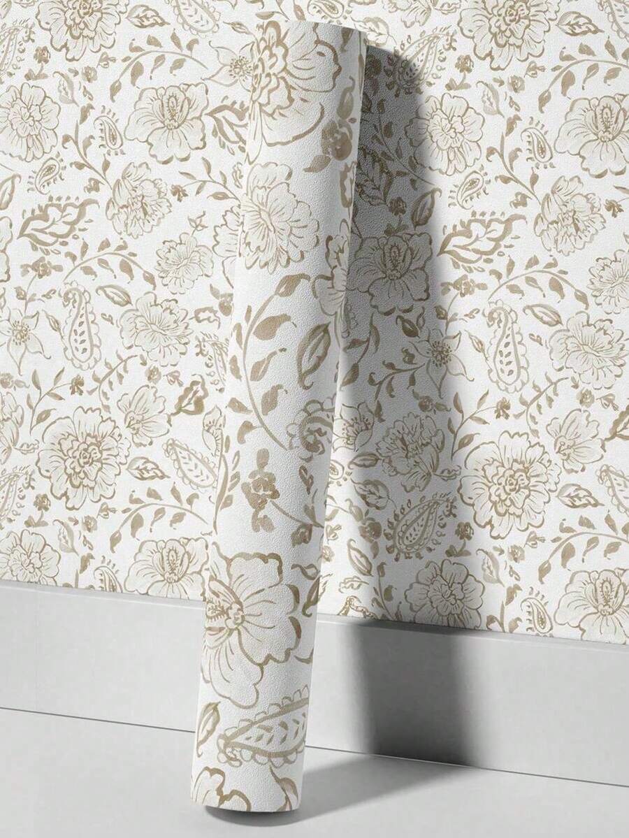 1卷波西米亚水彩佩斯利花卉图案可移除自粘壁纸,雅各宾风格图案,海军蓝底蓝白花卉,儿童房自粘壁纸,11.8/15.7/17.7英寸 x 6.5/9.8/16.4英尺,翻新自粘墙板,壁纸装饰,春季家居焕新元素,Rama装饰贴纸,生日和毕业礼物,节日家居装饰,开斋节,情人节背景装饰 - 彩色 - 查看 1