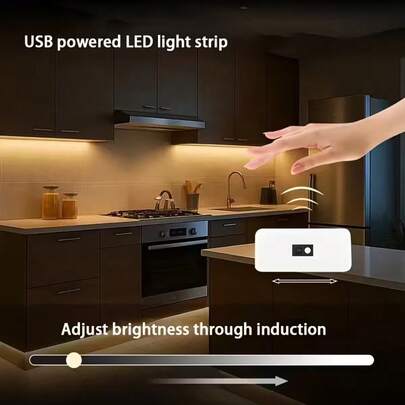 USB Powered Kitchen LED Light With Motion Sensor - Simple Swing Switch Control, Warm/White Light Selectable, Flexible Lighting, Suitable For Bedroom, Kitchen, Wardrobe, Living Room, TV Backlight, Cabinet, Night Lighting - Easy Installation