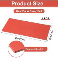 4 Pcs Silicone Heat Press Cover Pad 1/8" X 4" X 8"Sublimation Silicone-Mat Silicones-Heat Press Pad Support Double Sided Heat Resistant To 536°F For DIY, Small Business & Home Use(Red),39474385 - 彩色 - 查看 2