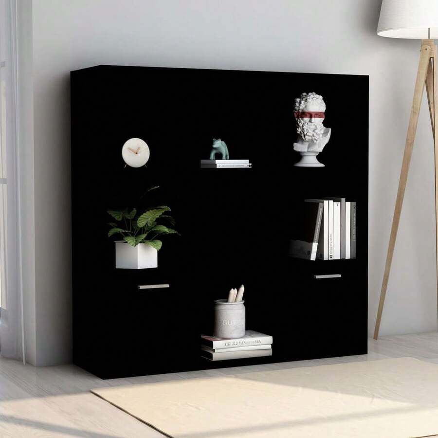 vidaXL Bibliothèque Noir 98x30x98 cm Legno d'ingegneria - nero - Visualizzare 1