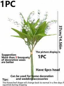 1 Bó hoa loa kèn trắng nhân tạo - Thích hợp cho đám cưới, lễ đính hôn, trang trí nhà cửa - Đa năng cho ngày Valentine và lễ tốt nghiệp - Hoa trang trí bàn không cần chậu - Món quà hoàn hảo cho người yêu thích trang trí nhà cửa và người tổ chức sự kiện (Một bộ gồm 6 nhánh) - trắng - Xem 3