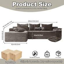 Modern Sofas For Living Room: 104" Modular Boneless Cloud Couch | L-Shape Sectional W/ Chaise Lounge, Deep Seat & Easy Setup | Bedroom Friendly - Màu Khaki - Xem 11