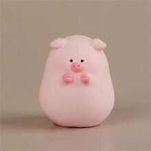 Pack Of 5 Whimsical Resin Pig Figurines | Cute Cartoon Tall And Short Pig Decorations | DIY Gardening & Tabletop Display | Micro Landscape, Miniature Figurines, Room Decor - 粉色 - 查看 7