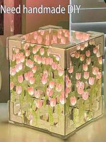 一款精美的DIY郁金香灯，一款DIY自组装夜灯，情人节礼物，生日礼物，创意卧室装饰，仿真花朵夜灯，是情人节、生日、圣诞节和新年礼物的理想之选，多种颜色可选。 - 彩色 - 查看 3