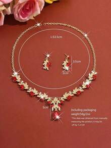 Luxury Wedding Party Women's Dress Rhinestone Decor Jewelry Fashion Shiny Necklace And Earring Set, Ball Gown Jewelry Accessory Set - Đỏ - Xem 3