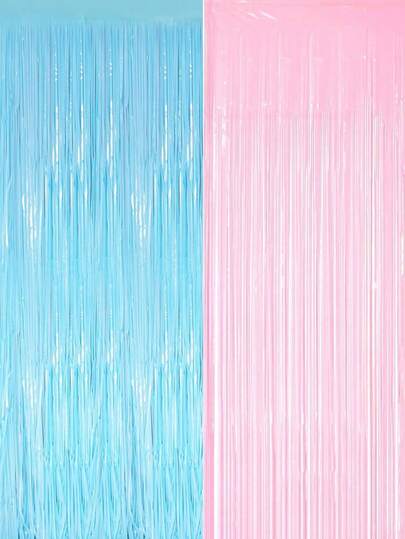 Tenda a frange in lamina rosa e blu, adatta per decorazioni di gender reveal festa, festa di nascità, fondali fotografici per compleanni, tenda a frange in lamina per fotografia professionale, utilizzabile come sfondo per photobooth, accessori per video di matrimoni e feste, sfondo per palco di matrimoni e aree di ricevimento, decorazione per zone fotografiche