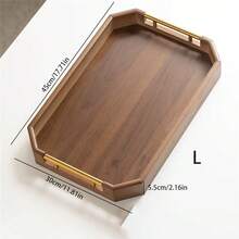 1pc Bamboo Wood Tray, For Holding Desserts, Cookies, Cakes, Suitable For Daily Gatherings - Octagonal Walnut Metal Tray With Handles - View 4