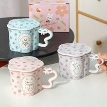 Shell-Patterned Handle Coffee Cup And Saucer Nordic Style Cup Set Minimalist Mug Household Ceramic Cup Retro Water Cup - Multicolor - View 8