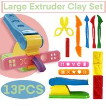 13pcs Large Die Extruder Clay Tool Set, Handicraft DIY Clay Tools, Animal Molds, Cutters, Colore Air Dry Clay Tool Scissors, Play Dough Art Tools, School/Family/Birthday Gifts From The Local Warehouse - Mint Blue - View 2