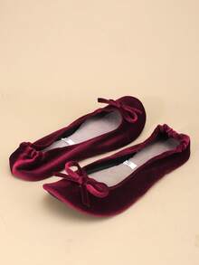 Bailarinas clásicas de mujer, livianas y con sensación de descalzo, suaves y versátiles, plegables y de fácil deslizamiento, aptas para uso en interiores, sandalias planas de mujer, pantuflas de mujer - rojo intenso - Ver 5