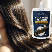 Collagen Keratin Hair Mask, MELAO Deep Repair Hair Mask For Dry Damaged Frizzy Hair, Intensive Nourishing Treatment, Anti Frizz, Adds Shine & Softness, Strengthens & Repairs Hair, 100g/3.53oz - Dark Green - View 4