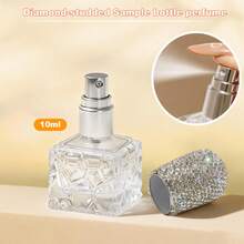 精美水晶装饰香水喷雾瓶 - 可重复灌装，优雅女士礼物，便携式时尚香水喷雾，适用于香水、精油和奢华礼品，时尚化妆配件 | 镶钻 | 优雅女士的最佳旅行礼物 - 白色 - 查看 6