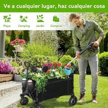Portátil para Carga Extra Larga hasta 150 Kg,Carrito Plegable con Ruedas Giratorias y Puerta Lateral -  Plegado Fácil por Mujeres Adultas, Transporte de Mercancías, Niños y Mascotas (Negro) - negro754 - Ver 9