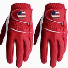 Double Pack Men's Golf Gloves, Suitable For Both Hands, Made Of High-Quality Materials With Ball Markings, Durable And Stable Grip, Anti Slip Design In The Thumb And Palm Areas, Essential For Perfect Swing, Available In Dark Blue Khaki Color - Red Left-m - View 8