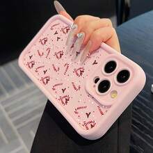 Candy Cane Christmas Pattern Phone Case, Soft Full Coverage, Anti-Slip, Fingerprint Resistant, Fits Apple  Models - Pink - View 5